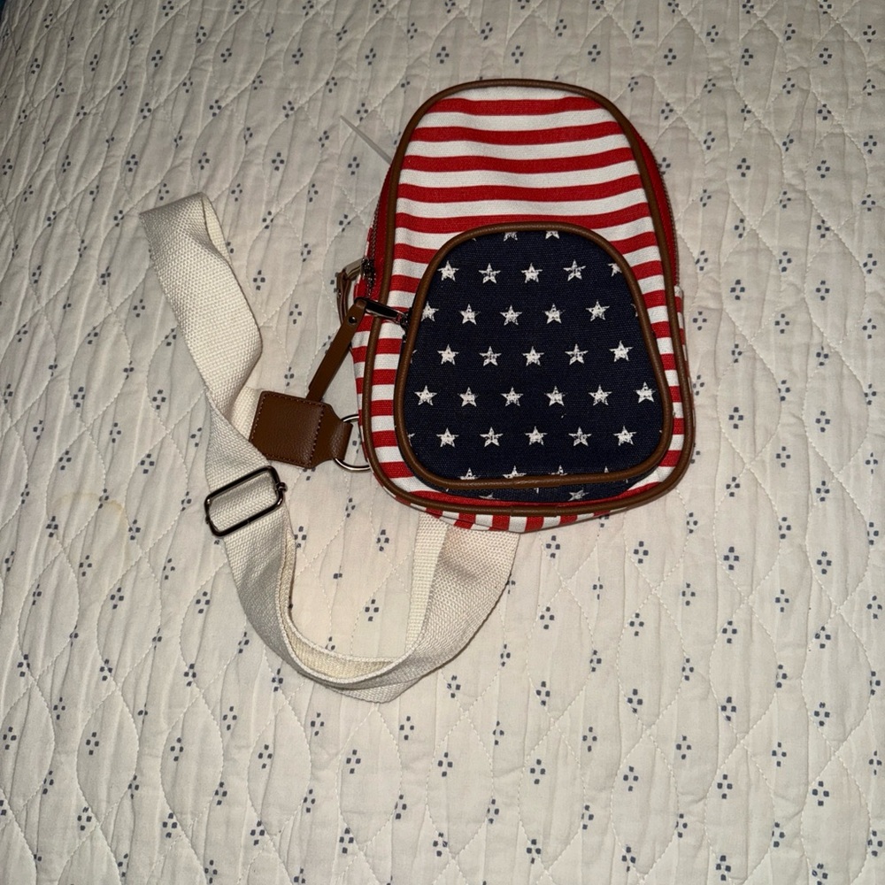 Mad Love Mini Backpack Crossbody Sling Bag American Flag Style Pouch NWOT